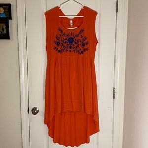 Orange and Blue Hi-Lo Dress